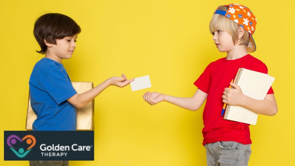 VB-MAPP assessment: Two boys work together in social play, using label exchange to build language and cooperation skills.